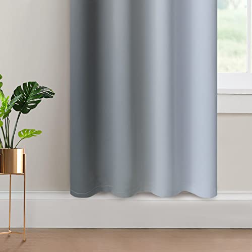 Gray and Greyish White Thermal Insulated Grommet Light Blocking Window Drapes (52"W x 72"L (Pack of 2) / Grey)