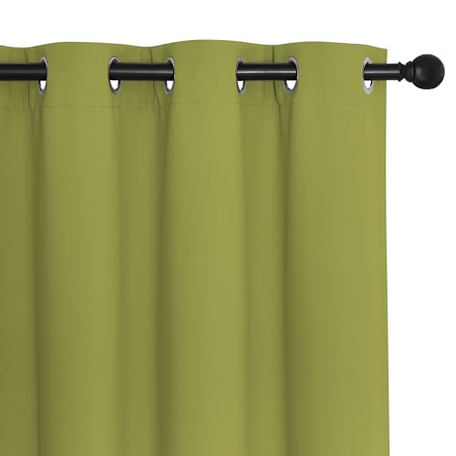 Blackout Patio Curtains 100 x 144 Inches Long for Sliding Door Extral Wide Blackout Curtain Panels Thermal Insulated Room Divider (Fresh Green / 100"W x 144"L (Pack of 1))