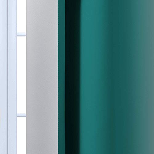 Ombre Curtains Teal and Greyish White for Living Room (52"W x 84"L (Pack of 2) / Teal)