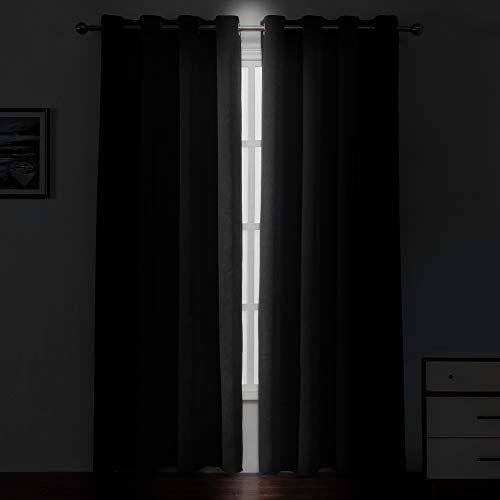 Black Thermal Blackout Curtains (Black / 52"W x 95"L (Pack of 2))