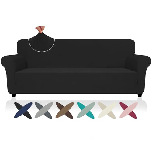 Oversized Super Stretch Couch Cover (- Black / X-Large (92"-115"))