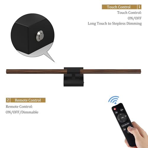 Black Walnut Rechargeable Wall Sconce with Remote Control 40 Inch (Black & Walnut / 40 Inch(2 Pack))