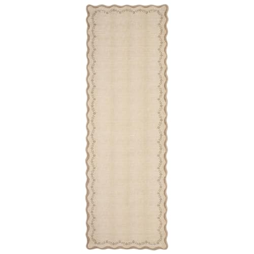 2.5x8 Scalloped Washable Runner Rug Non Slip Hallway Kitchen Rug (Jute / 2'6" x 8' (Rectangular))