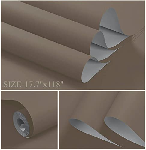110''x17.7'' Etoupe Peel and Stick Wallpaper Contact Paper Modern Self Adhesive Wall Paper Removable Renter Friendly Textured Solid Color Shelf Cabinet Vinyl Roll (Etoupe / 17.7" x 110")