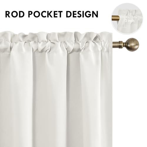 Blackout Curtains for Bedroom Living Room 38 x 84 Inch Long Ivory (Ivory / 38"W x 84"L (Pack of 2))