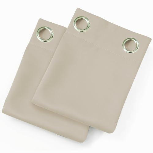 Light Beige Blackout Curtains 42 x 54 Inch Length Set of 2 Panels Grommet Bedroom Curtains for Living Room (Light Beige / 42"W x 54"L (Pack of 2))