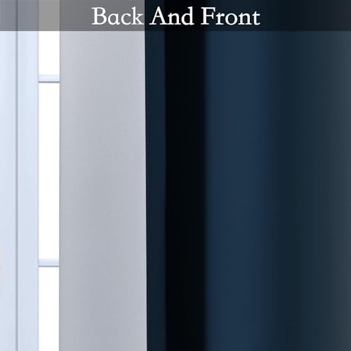 Ombre Navy Blue to Grey White Curtains for Living Room 70Wx84L (70"W x 84"L (Pack of 2) / Navy Blue)