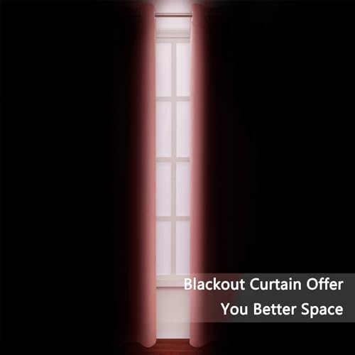 Blackout Curtains 52 x 90 Inch Long Coral Curtains Set of 2 Panels Room Darkening Curtains for Bedroom and Living Room (Coral / 52"W x 90"L (Pack of 2))