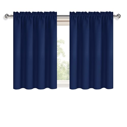Short Blackout Curtains 42 x 36 Inch for Kitchen RV Bunk Navy Blue (Navy Blue / 42"W x 36"L (Pack of 2))