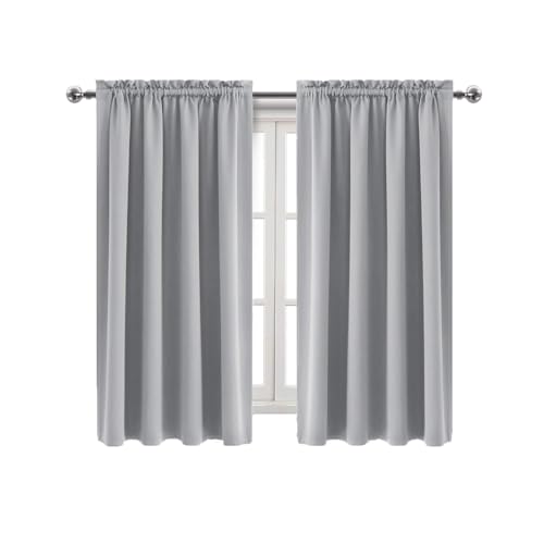 Blackout Curtains for Bedroom Living Room 38 x 63 Inch Long 2 Panels (Silver Grey / 38"W x 63"L (Pack of 2))