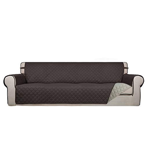 Reversible Quilted Couch Covers for Dogs Sofa Cover 4 Seater 88" (XX-Large / Chocolate/Beige)