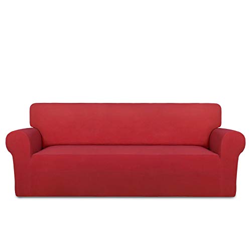 Stretch Oversized Couch Covers Fleece Sofa Slipcovers Red (X-Large Oversized Sofa / Red)