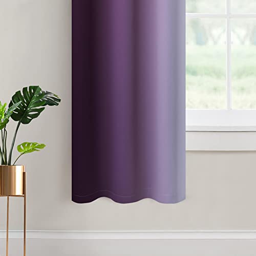 Ombre Curtains Purple and Greyish White for Living Room (42"W x 63"L (Pack of 2) / Purple)