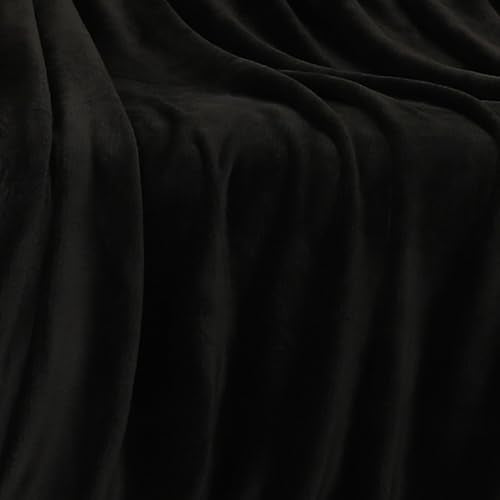 Black Fleece Plush Throw Blanket 50"x70"for Couch Sofa Fuzzy Cozy Flannel (Black / Throw XL(50"×70"))