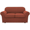 3 Piece Stretch Sofa Covers for 2 Cushion Loveseat Couch Covers for Living Room Sofa Slipcovers (Medium / Rust)