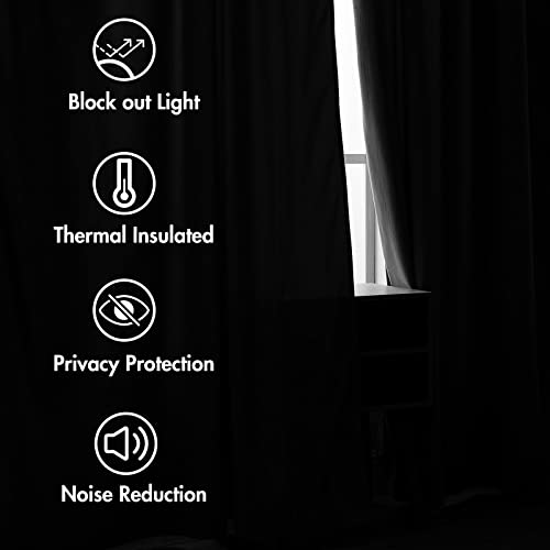 Black Velvet Curtains 52x96 inches 2 Panels Luxury Blackout Curtains (Black / 52"W x 96"L (Pack of 2))