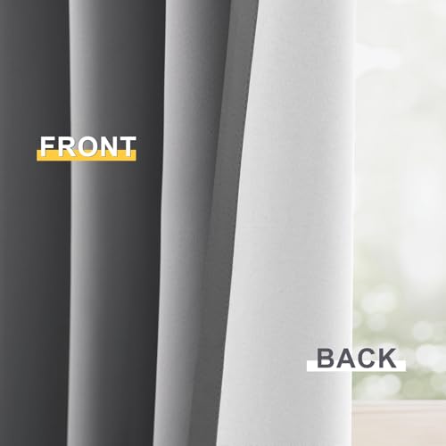 100% Blackout Curtains W100xL84 inch Black Sliding Door Drapes (Grey / 100"W x 84"L (Pack of 1))