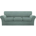 4 Piece Sofa Covers for 3 Cushion Couch Sofa Slipcover Soft Couch Cover for Dogs Washable Furniture Cover with 3 Individual Large Cushion Covers Feature Fabric (L Sofa (3 Cushion) / Dark Cyan)