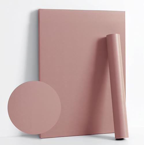 110''x17.7'' Pink Peel and Stick Wallpaper Contact Paper Modern Self Adhesive Wall Paper Removable Renter Friendly Textured Solid Color Shelf Cabinet Vinyl Roll (Rose Pink / 17.7" x 110")