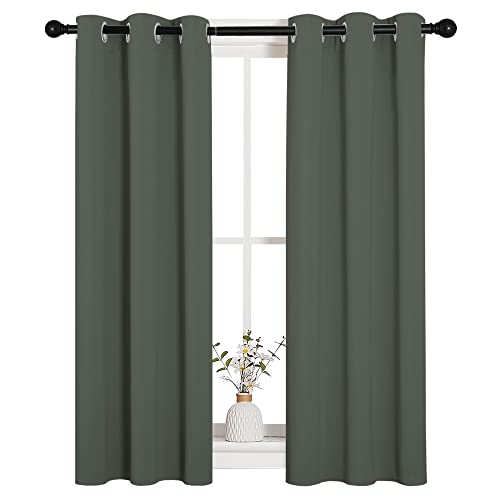Blackout Curtain Panels for Living Room (Dark Mallard / 29"W x 45"L (Pack of 2))