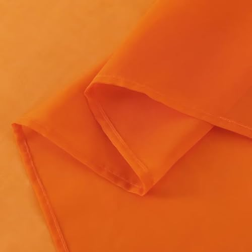 Basic Rod Pocket Sheer Voile Window Curtain Panels Orange 2 Panels 52 Width 54 Inch Long for Kitchen Bedroom Children Living Room Yard (Orange / 52"W x 54"L (Pack of 2))