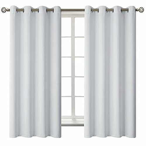 Greyish White Room Darkening Curtains 63 Inch for Bedroom (Greyish White / 52"W x 63"L (Pack of 2))