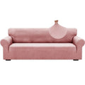 1 Piece Jacquard Couch Covers for 3 Cushion Couch High Stretch Sofa Cover for Pets Dogs Anti Slip Extra Large Sofa Slipcovers Furniture Protector (X-Large (91"-112") / New Pattern Rose)
