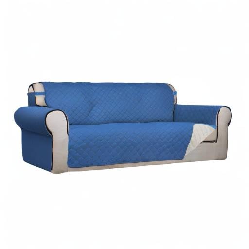 Reversible Quilted Sofa Cover Dog Couch Covers for Sofa (Large / Blue/Ivory)