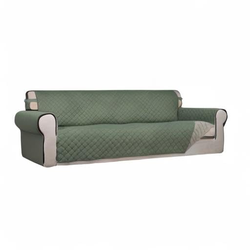 Reversible Quilted Couch Covers for Dogs Sofa Cover 4 Seater 88" (XX-Large / Greyish Green/Beige)