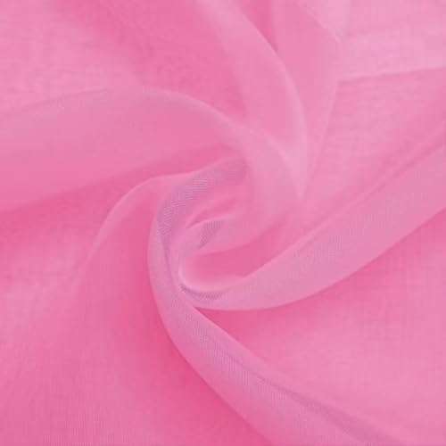 Basic Rod Pocket Sheer Voile Window Curtain Panels Pink 1 Pair 2 Panels 70 Width 72 Inch Long for Kitchen Bedroom Children Living Room Yard（Pink (Pink / 70"W x 72"L (Pack of 2))