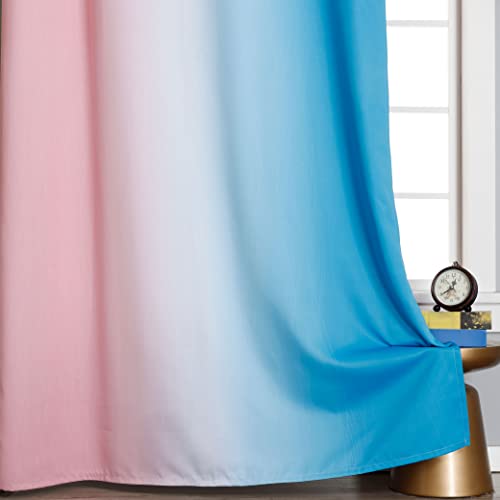 Pink and Blue Ombre Curtains for Bedroom 63 Inch Long (Pink and Blue / 42"W x 63"L (Pack of 2))