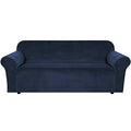 Stretch Velvet Sofa Covers for 3 Cushion Couch Covers Sofa Slipcovers Furniture Protector Soft with Non Slip Elastic Bottom (Navy / Sofa)