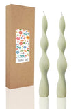 10 Inch Olive Spiral Taper Candles Dripless Twisted Taper Candle Handmade from Vegan Soy Wax for Holiday Wedding Party Home Dinner Decoration Party and Any Occasion (Olive green-8.3'')