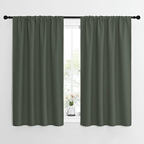 Bedroom Curtains Blackout Draperies (Dark Mallard / 42"W x 54"L (Pack of 2))