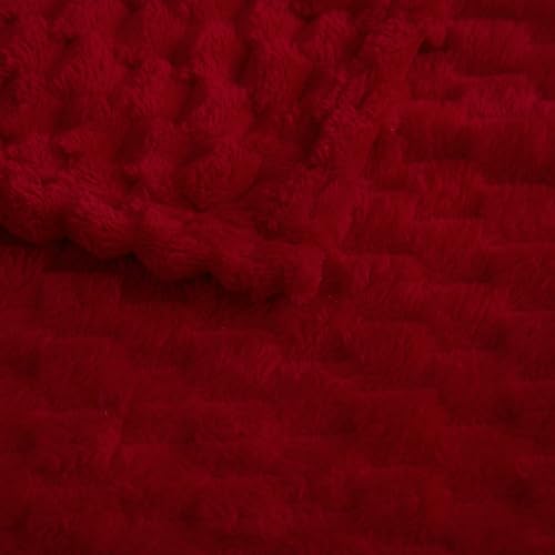 Red Throw Blanket 50"×70" inches Gifts for Mom Fuzzy 3D Jacquard Decorative (Red / 50"×70”)