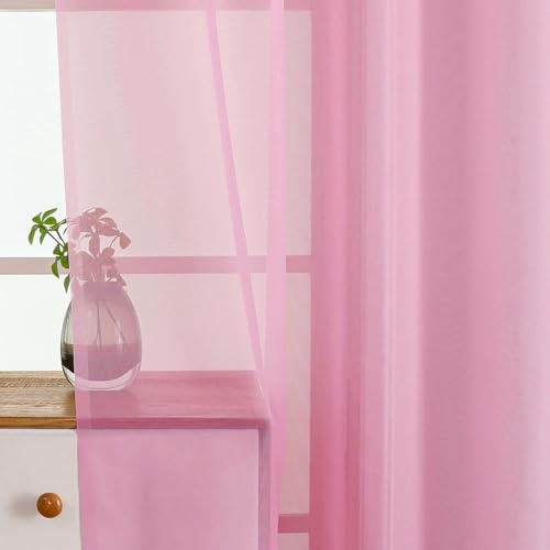 Light Pink Window Sheer Curtains 54 inch Length (42"W x 54"L (Pack of 2) / Light Pink)