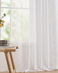 Floral Sheer Curtains (S | White / 50"W x 63"L (Pack of 2))
