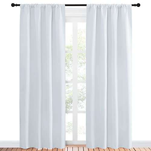 Kitchen Room Darkening Curtains (Greyish White / 42"W x 84"L (Pack of 2))