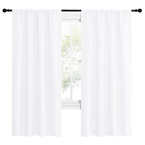 50% Light Blocking Kitchen Curtains (Pure White / 42"W x 72"L (Pack of 2))