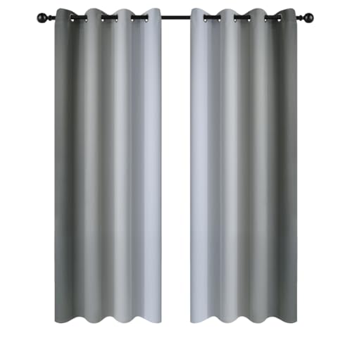Gray and Greyish White Thermal Insulated Grommet Light Blocking Window Drapes (52"W x 72"L (Pack of 2) / Grey)