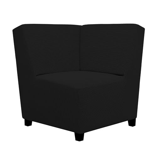 Stretch Soft Sectional Corner Sofa Couch Slipcover Black (Medium Sectional Corner / Black)