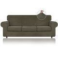 4 Piece Couch Cover for Sofa Velvet Sofa Cover Washable (Large / Light Brown)