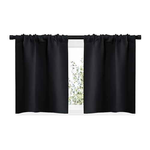 Black Blackout Curtains for Kitchen 29" Wide x 20" Long 2 Panels (Black / 29"W x 20"L (Pack of 2))