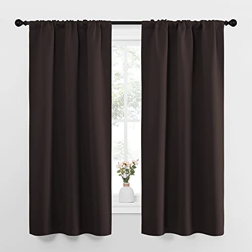 Bedroom Curtains Thermal Insulated (Toffee Brown / 34"W x 63"L (Pack of 2))