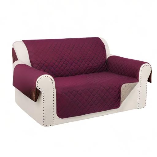 Loveseat Couch Cover for Dogs (Burgundy/Camel / Loveseat - Small (45"))