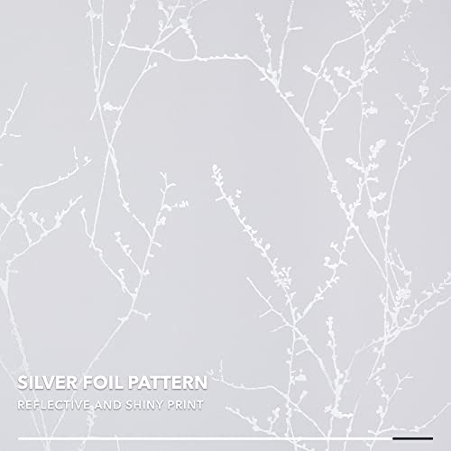 Living Room Curtains 72 Inches Long (Greyish White/Tree Branch / 52"W x 72"L (Pack of 2))