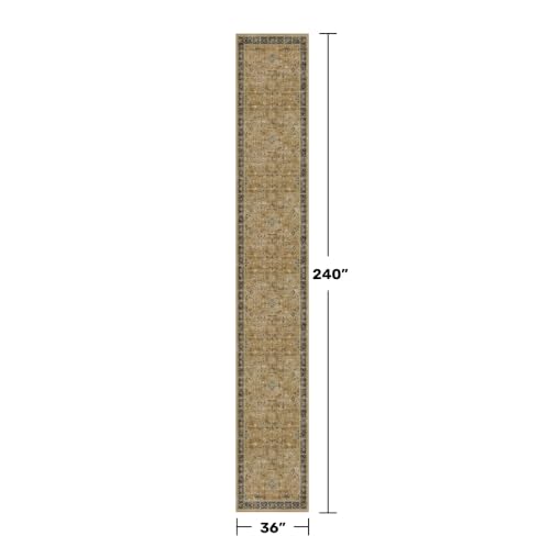 Washable Earthy Tone 3x20 Extra Long Hallway Runner Rug (3' x 20' (Runner) / Rustic Brown / Charcoal Olive)