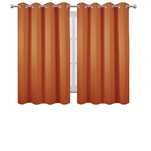 Orange Blackout Curtains 52 x 54 Inch Length (Orange / 52"W x 54"L (Pack of 2))