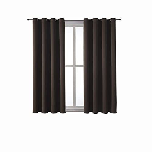 Blackout Curtains for Bedroom and Living Room 63 Inches Long (52"W x 63"L (Pack of 2) / Brown)