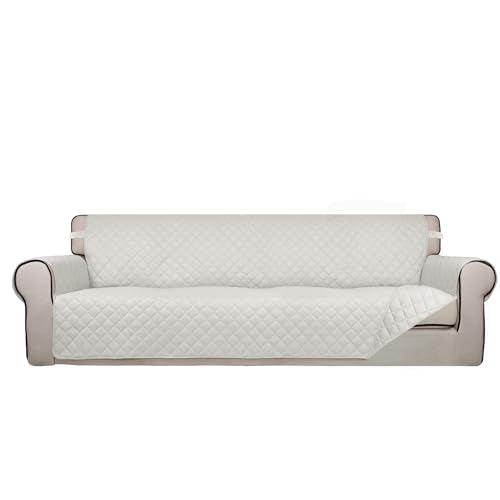 Reversible Quilted Couch Covers for Dogs Sofa Cover 4 Seater 88" (XX-Large / Ivory/Ivory)